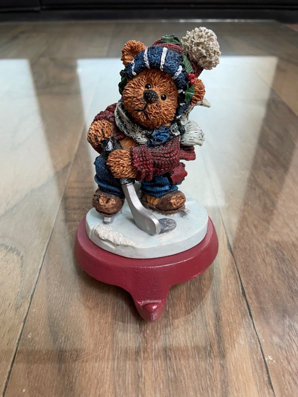 New Hockey Bear Christmas Stocking Mantel Hook